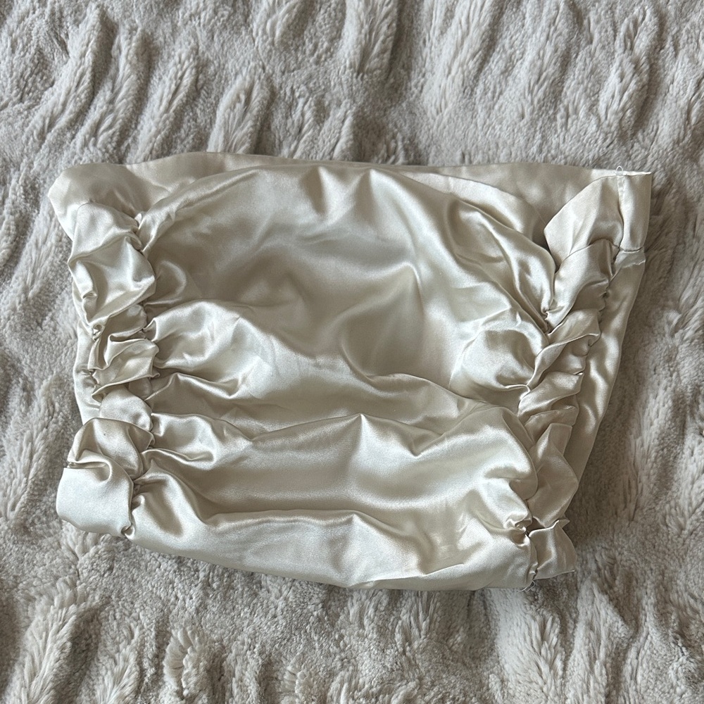 Pretty Little Thing Cream Satin Bandeau Top